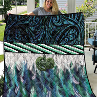 Turquoise Traditional Cloak Aotearoa Quilt Maori Paua Shell Korowai Pattern