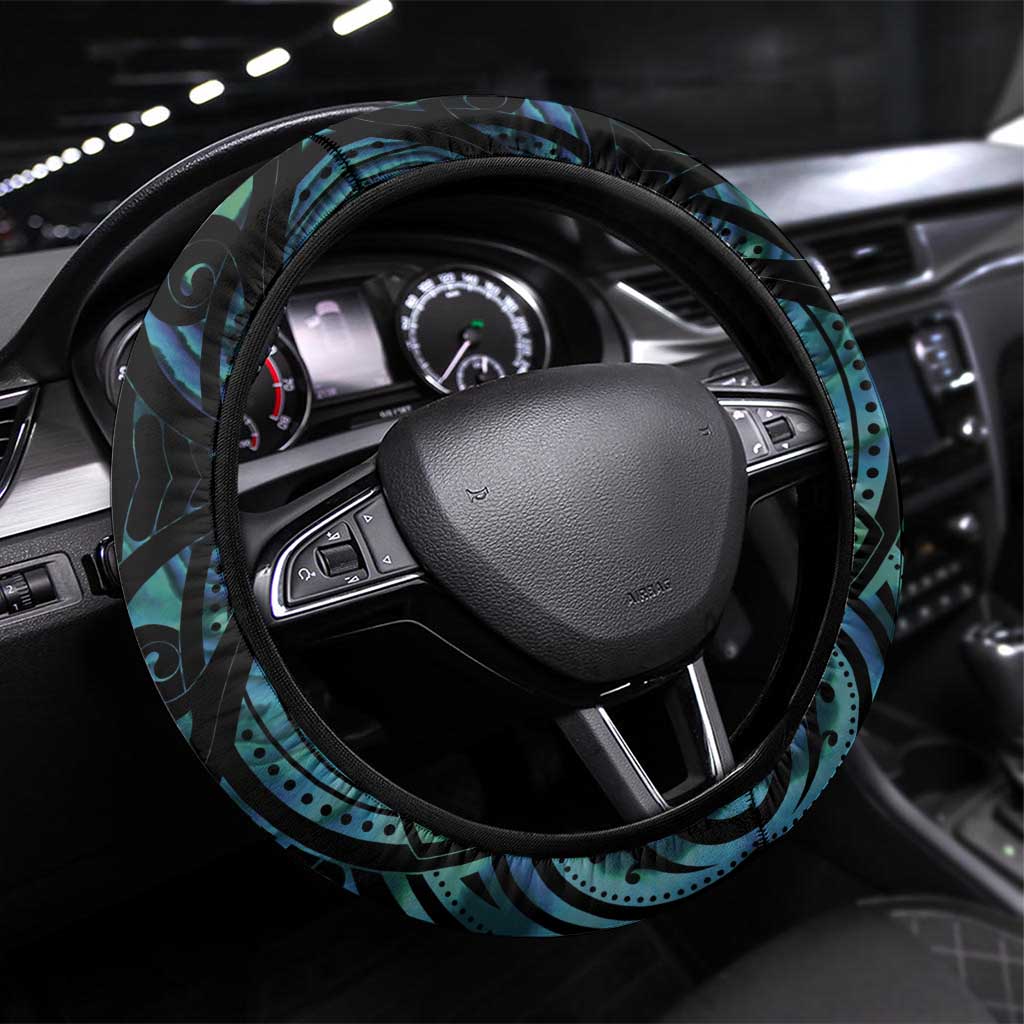 Turquoise Traditional Cloak Aotearoa Steering Wheel Cover Maori Paua Shell Korowai Pattern LT14 Universal Fit Turquoise - Polynesian Pride