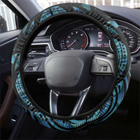 Turquoise Traditional Cloak Aotearoa Steering Wheel Cover Maori Paua Shell Korowai Pattern LT14 - Polynesian Pride