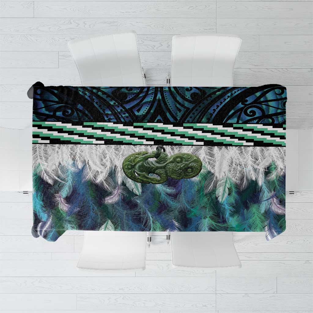 Turquoise Traditional Cloak Aotearoa Tablecloth Maori Paua Shell Korowai Pattern LT14 Turquoise - Polynesian Pride