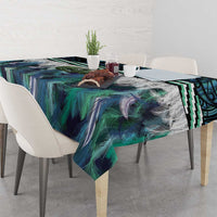 Turquoise Traditional Cloak Aotearoa Tablecloth Maori Paua Shell Korowai Pattern LT14 - Polynesian Pride