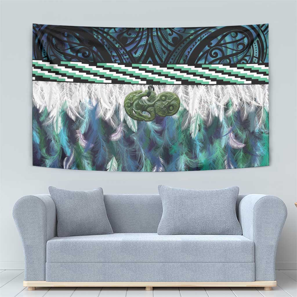 Turquoise Traditional Cloak Aotearoa Tapestry Maori Paua Shell Korowai Pattern