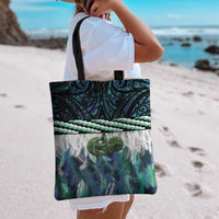 Turquoise Traditional Cloak Aotearoa Tote Bag Maori Paua Shell Korowai Pattern - Polynesian Pride