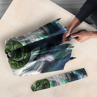 Turquoise Traditional Cloak Aotearoa Umbrella Maori Paua Shell Korowai Pattern - Polynesian Pride