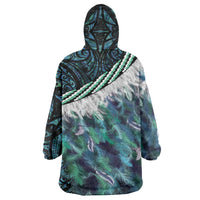 Turquoise Traditional Cloak Aotearoa Wearable Blanket Hoodie Maori Paua Shell Korowai Pattern LT14 - Polynesian Pride
