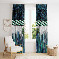Turquoise Traditional Cloak Aotearoa Window Curtain Maori Paua Shell Korowai Pattern LT14 - Polynesian Pride