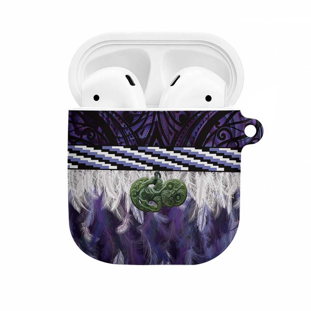 Purple Traditional Cloak Aotearoa AirPods Case Maori Paua Shell Korowai Pattern - Polynesian Pride
