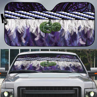 Purple Traditional Cloak Aotearoa Auto Sun Shade Maori Paua Shell Korowai Pattern - Polynesian Pride