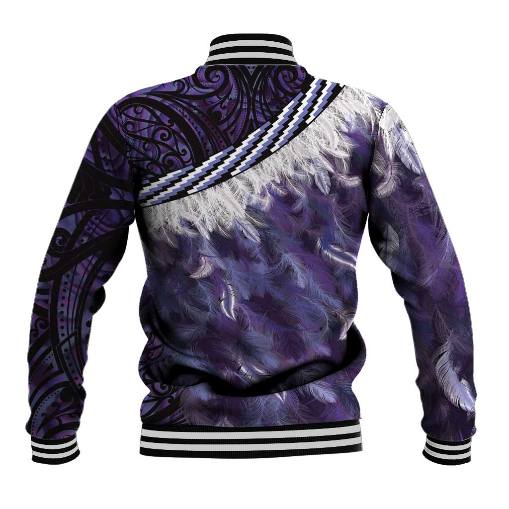 Purple Traditional Cloak Aotearoa Baseball Jacket Maori Paua Shell Korowai Pattern LT14 - Polynesian Pride