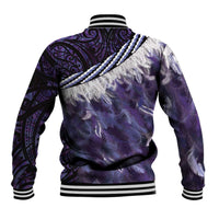 Purple Traditional Cloak Aotearoa Baseball Jacket Maori Paua Shell Korowai Pattern LT14 - Polynesian Pride