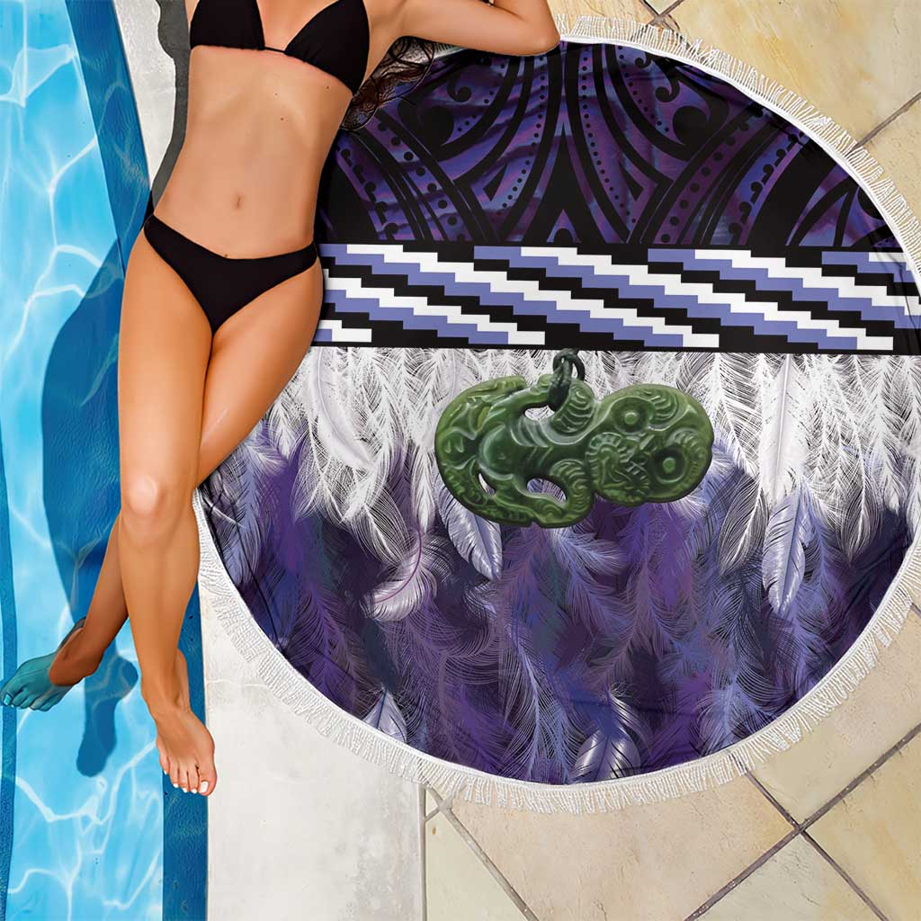 Purple Traditional Cloak Aotearoa Beach Blanket Maori Paua Shell Korowai Pattern LT14 - Polynesian Pride