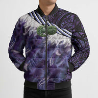 Purple Traditional Cloak Aotearoa Bomber Puffer Jacket Maori Paua Shell Korowai Pattern - Polynesian Pride