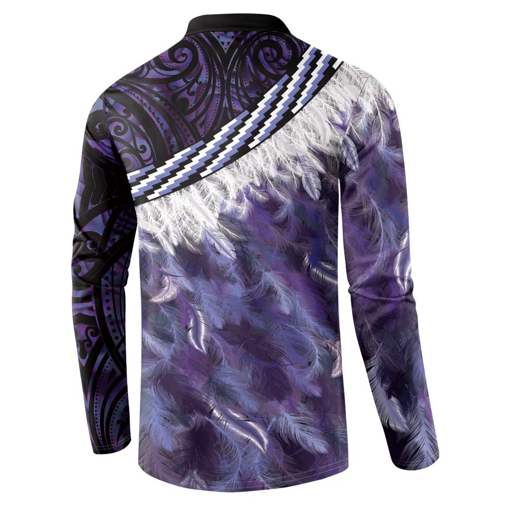 Purple Traditional Cloak Aotearoa Button Sweatshirt Maori Paua Shell Korowai Pattern LT14 - Polynesian Pride