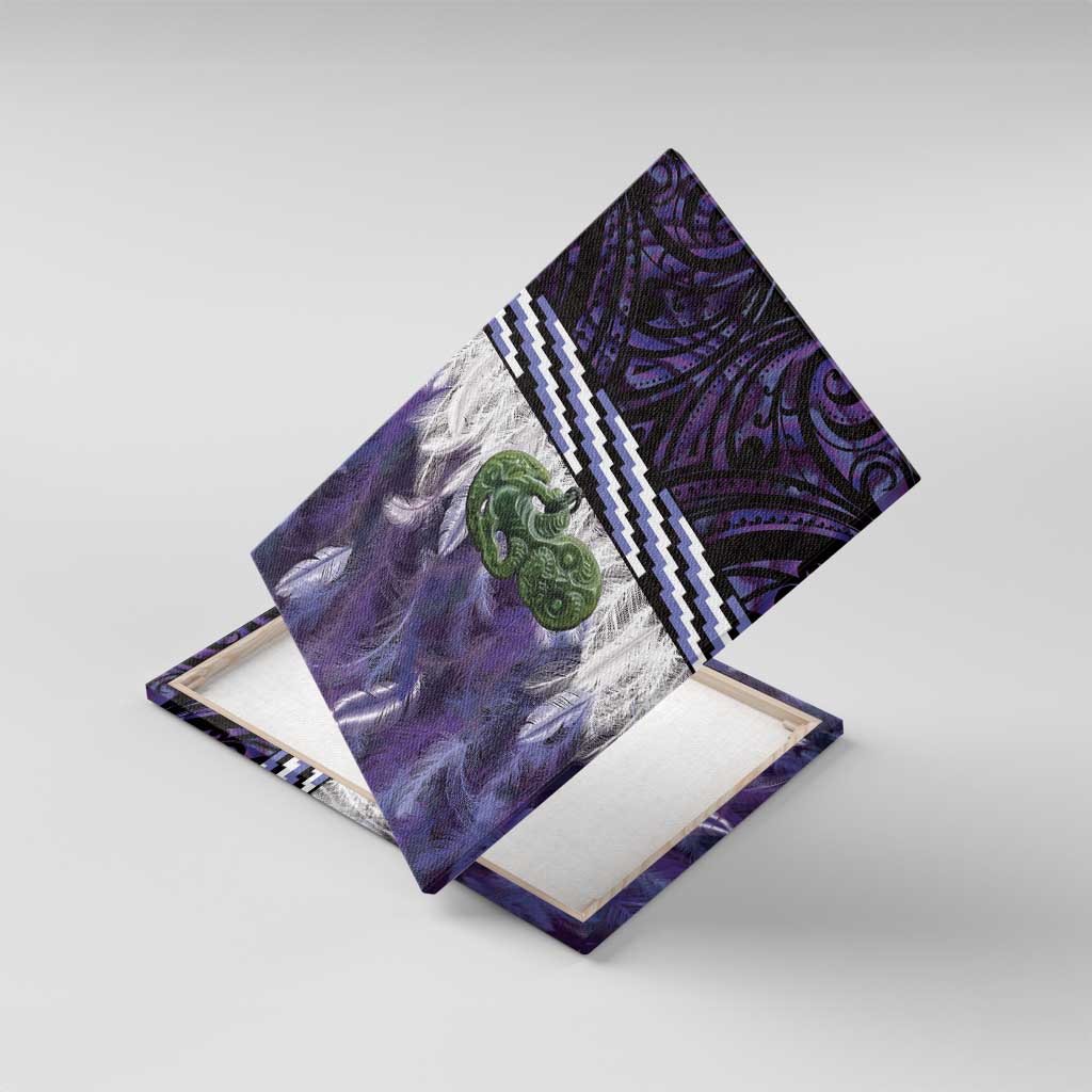 Purple Traditional Cloak Aotearoa Canvas Wall Art Maori Paua Shell Korowai Pattern LT14 With Frame Purple - Polynesian Pride