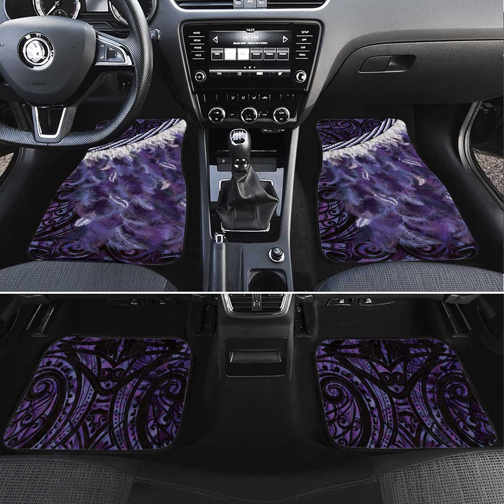 Purple Traditional Cloak Aotearoa Car Mats Maori Paua Shell Korowai Pattern LT14 Set 4pcs Purple - Polynesian Pride
