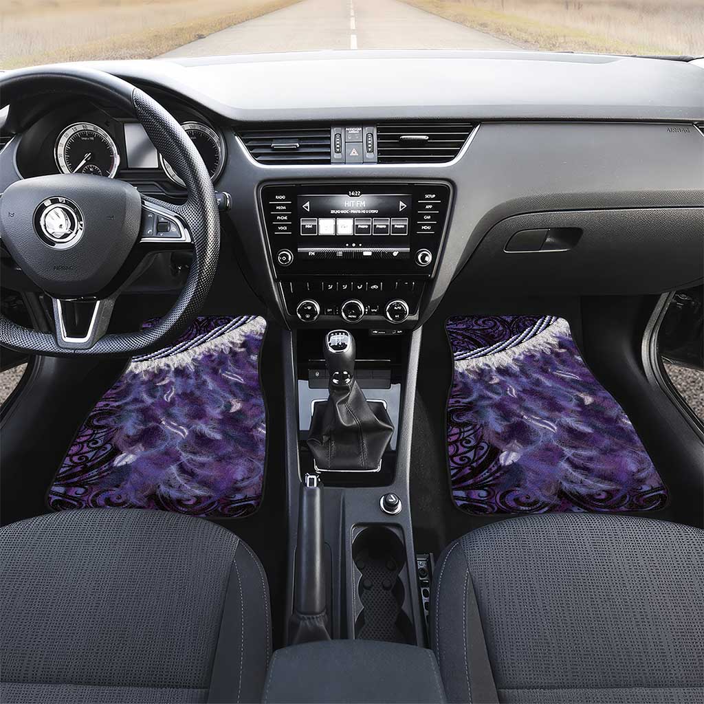 Purple Traditional Cloak Aotearoa Car Mats Maori Paua Shell Korowai Pattern LT14 Set 2pcs - Front Purple - Polynesian Pride