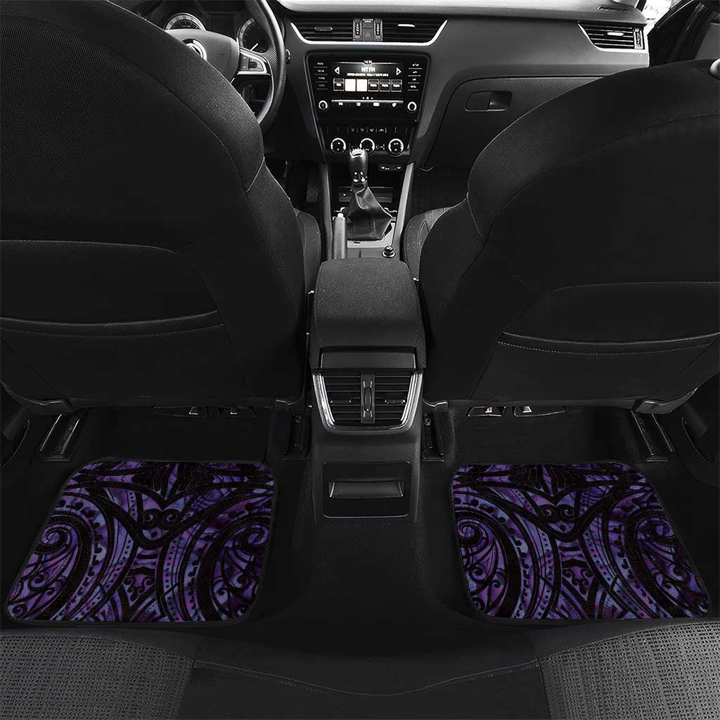 Purple Traditional Cloak Aotearoa Car Mats Maori Paua Shell Korowai Pattern LT14 Set 2pcs - Back Purple - Polynesian Pride