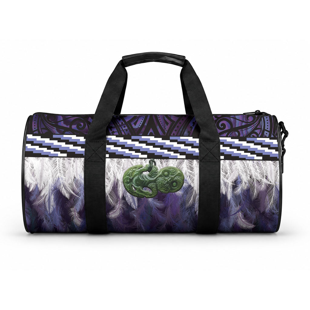 Purple Traditional Cloak Aotearoa Duffle Bag Maori Paua Shell Korowai Pattern LT14 One size Purple - Polynesian Pride