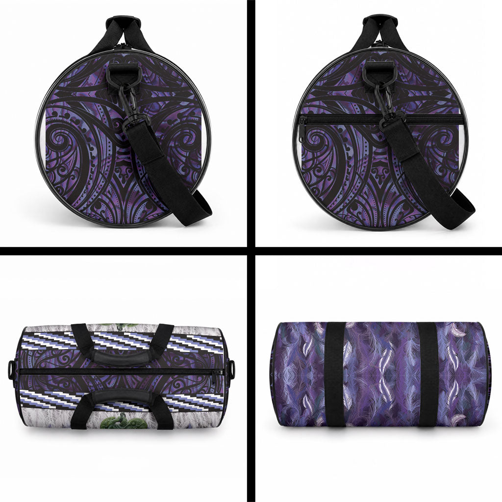 Purple Traditional Cloak Aotearoa Duffle Bag Maori Paua Shell Korowai Pattern LT14 - Polynesian Pride