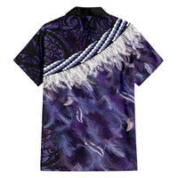 Purple Traditional Cloak Aotearoa Family Matching Off Shoulder Maxi Dress and Hawaiian Shirt Maori Paua Shell Korowai Pattern