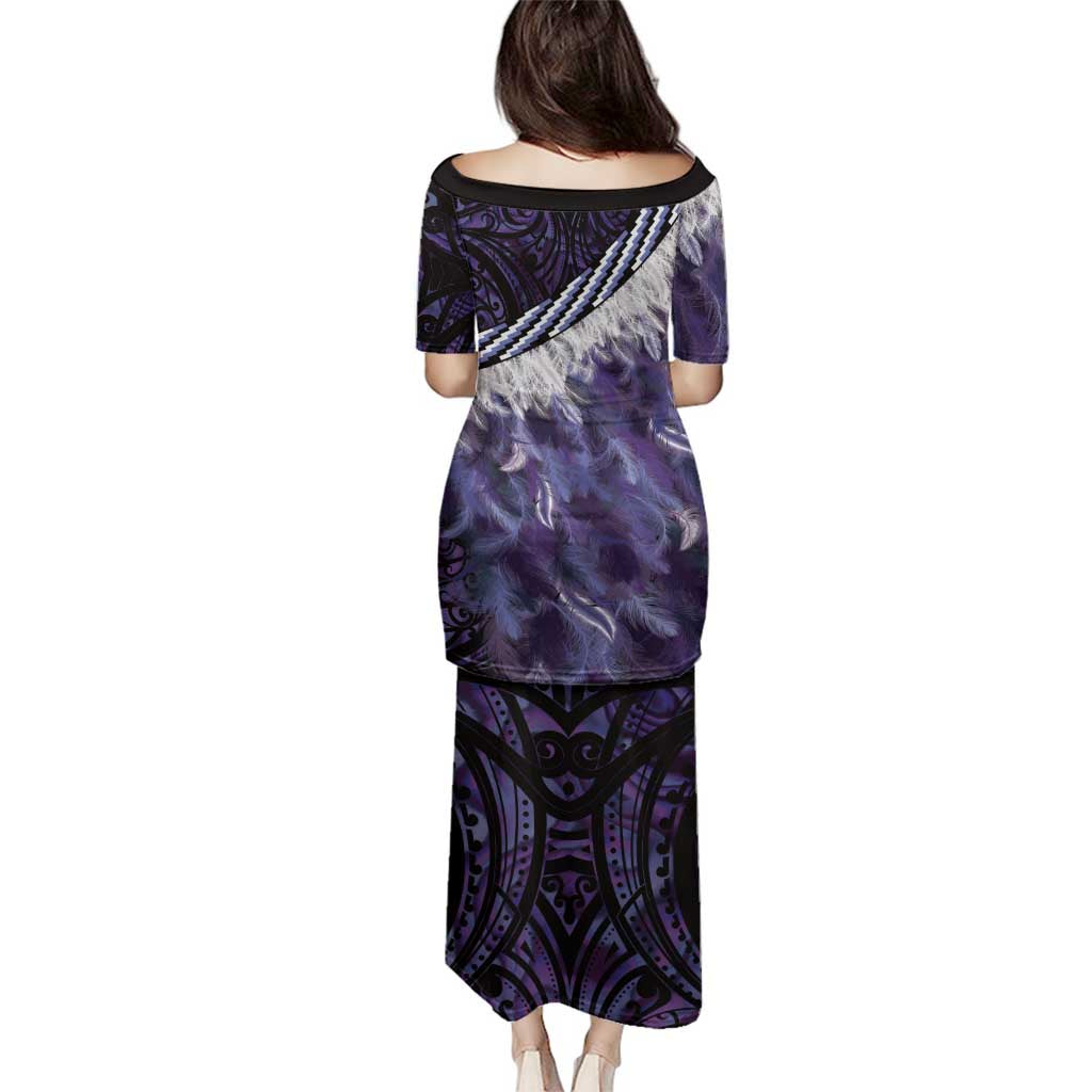 Purple Traditional Cloak Aotearoa Family Matching Puletasi and Hawaiian Shirt Maori Paua Shell Korowai Pattern
