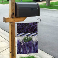 Purple Traditional Cloak Aotearoa Garden Flag Maori Paua Shell Korowai Pattern