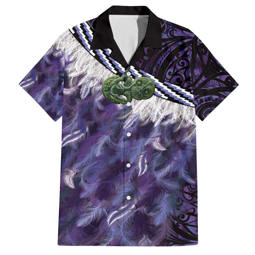 Purple Traditional Cloak Aotearoa Hawaiian Shirt Maori Paua Shell Korowai Pattern LT14 Purple - Polynesian Pride