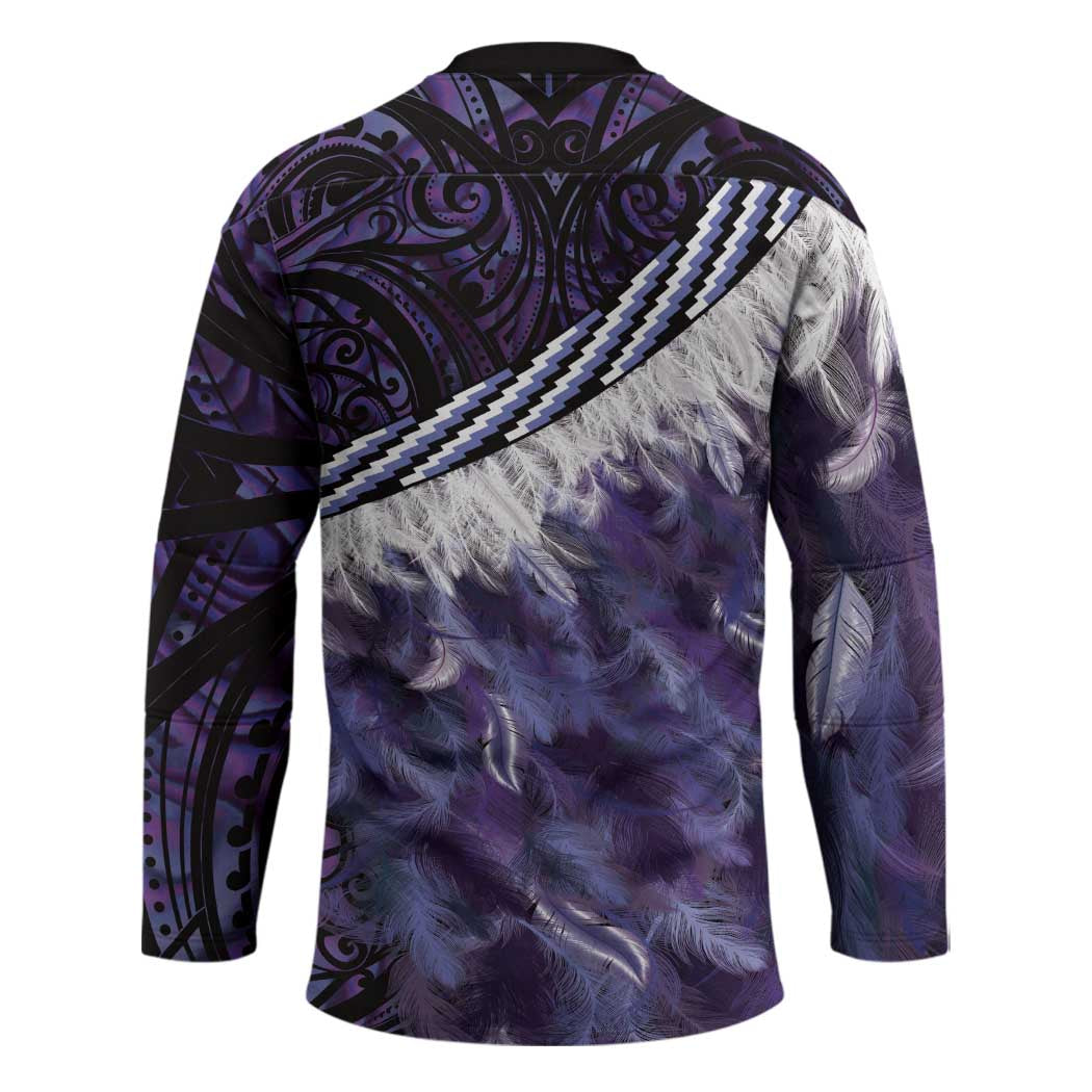 Purple Traditional Cloak Aotearoa Hockey Jersey Maori Paua Shell Korowai Pattern - Polynesian Pride