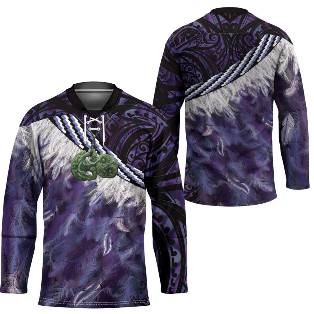 Purple Traditional Cloak Aotearoa Hockey Jersey Maori Paua Shell Korowai Pattern - Polynesian Pride