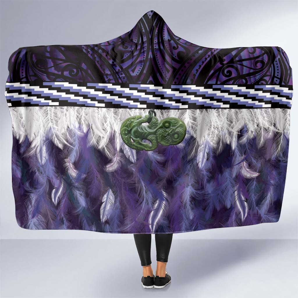Purple Traditional Cloak Aotearoa Hooded Blanket Maori Paua Shell Korowai Pattern LT14 One Size Purple - Polynesian Pride