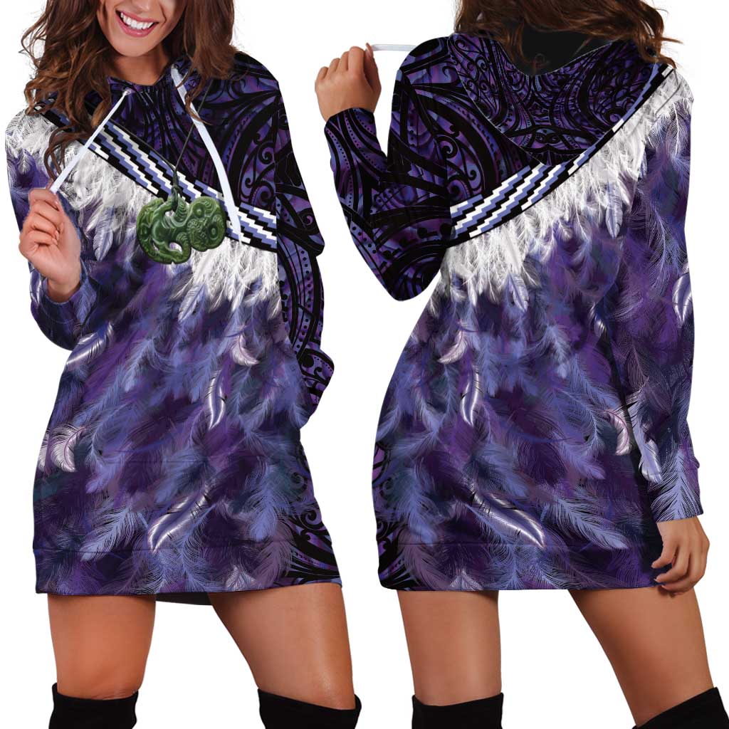 Purple Traditional Cloak Aotearoa Hoodie Dress Maori Paua Shell Korowai Pattern LT14 - Polynesian Pride