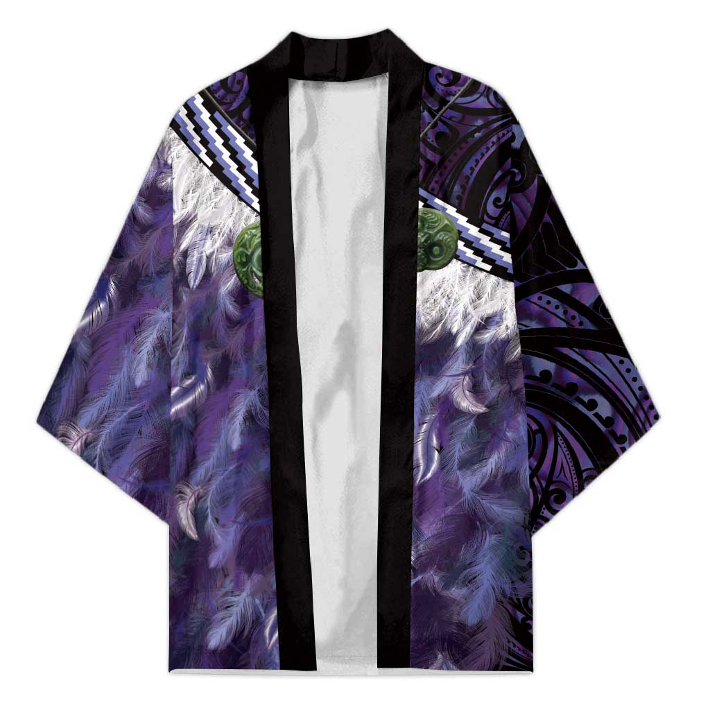 Purple Traditional Cloak Aotearoa Kimono Maori Paua Shell Korowai Pattern - Polynesian Pride