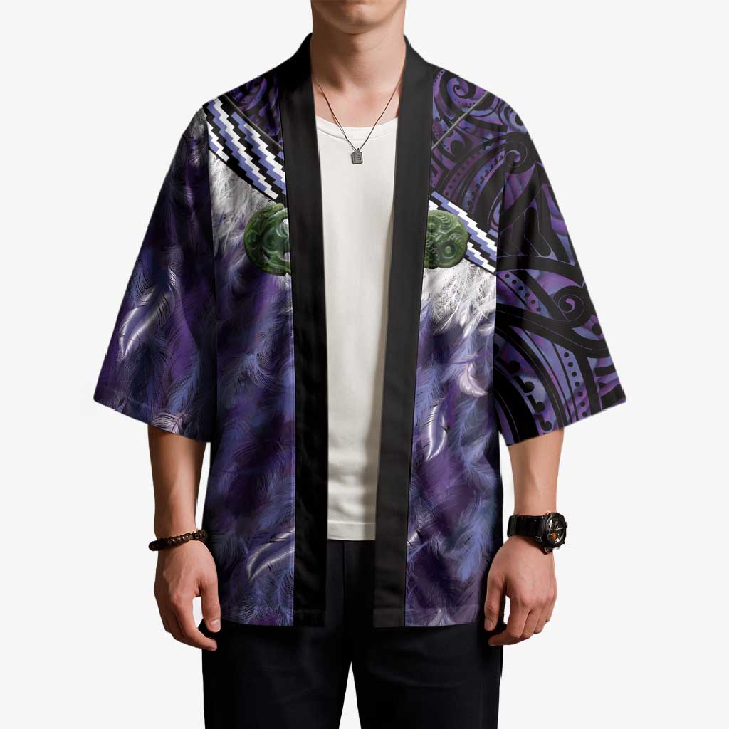 Purple Traditional Cloak Aotearoa Kimono Maori Paua Shell Korowai Pattern - Polynesian Pride