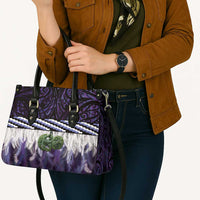 Purple Traditional Cloak Aotearoa Leather Bag Maori Paua Shell Korowai Pattern - Polynesian Pride
