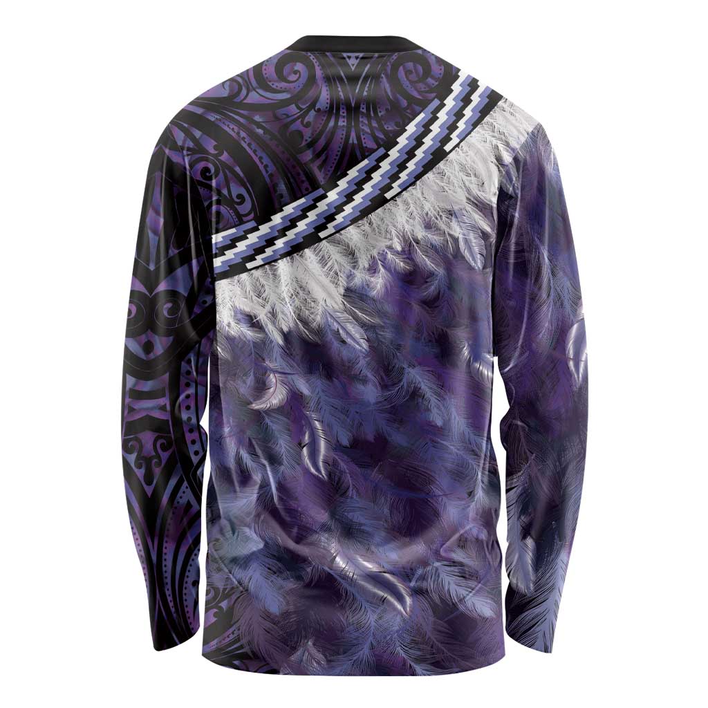 Purple Traditional Cloak Aotearoa Long Sleeve Shirt Maori Paua Shell Korowai Pattern LT14 - Polynesian Pride