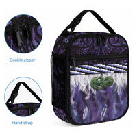 Purple Traditional Cloak Aotearoa Lunch Bag Maori Paua Shell Korowai Pattern LT14 - Polynesian Pride