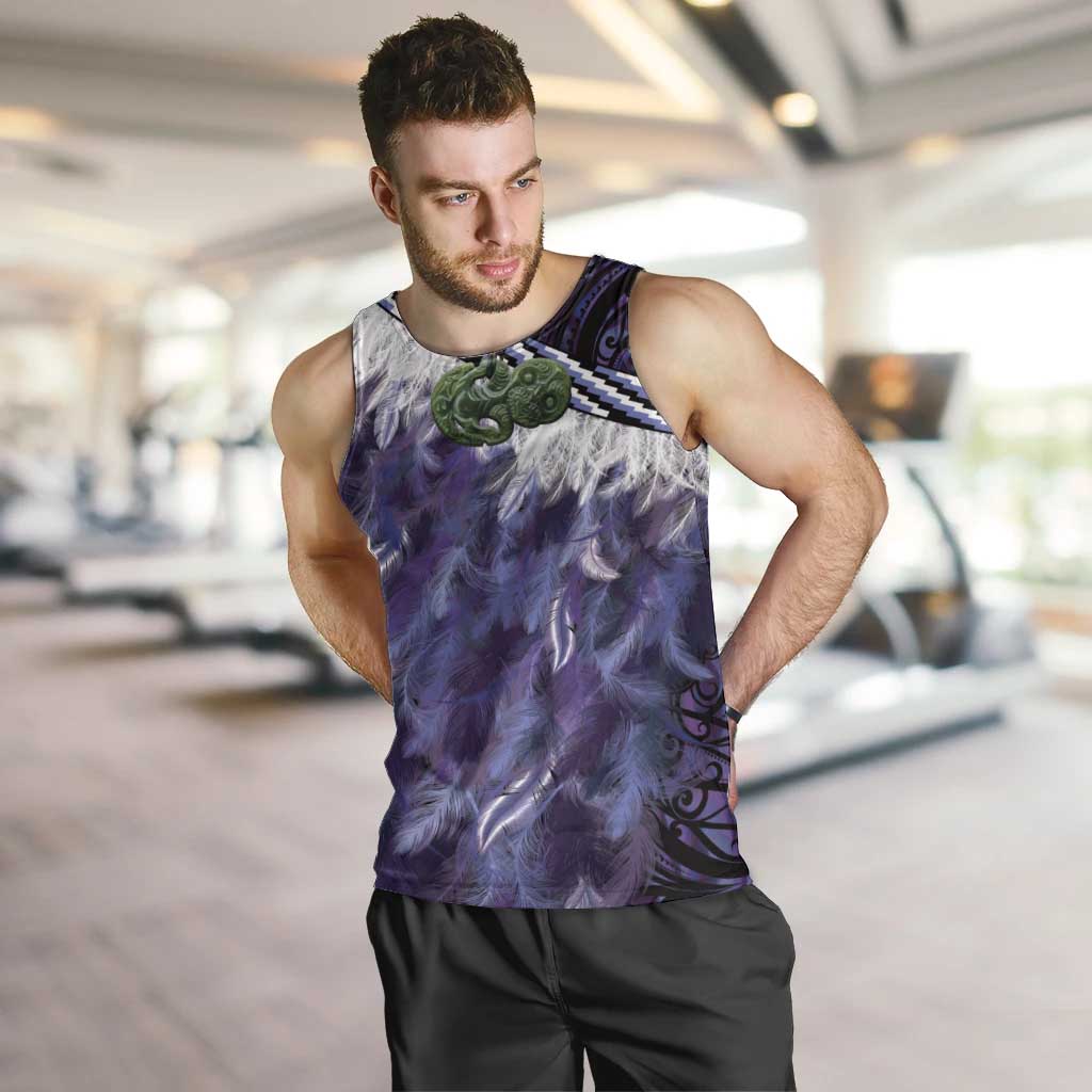 Purple Traditional Cloak Aotearoa Men Tank Top Maori Paua Shell Korowai Pattern LT14 Purple - Polynesian Pride