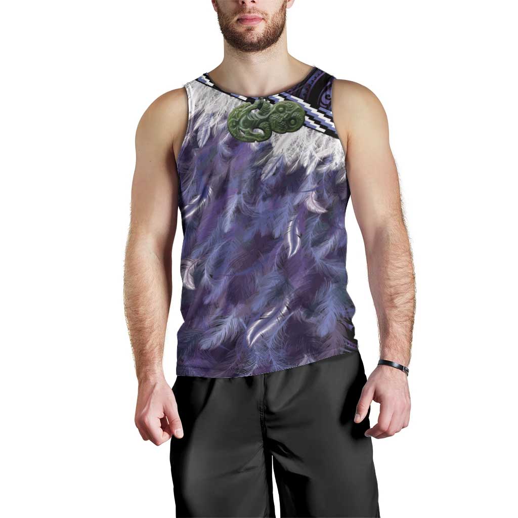 Purple Traditional Cloak Aotearoa Men Tank Top Maori Paua Shell Korowai Pattern LT14 - Polynesian Pride