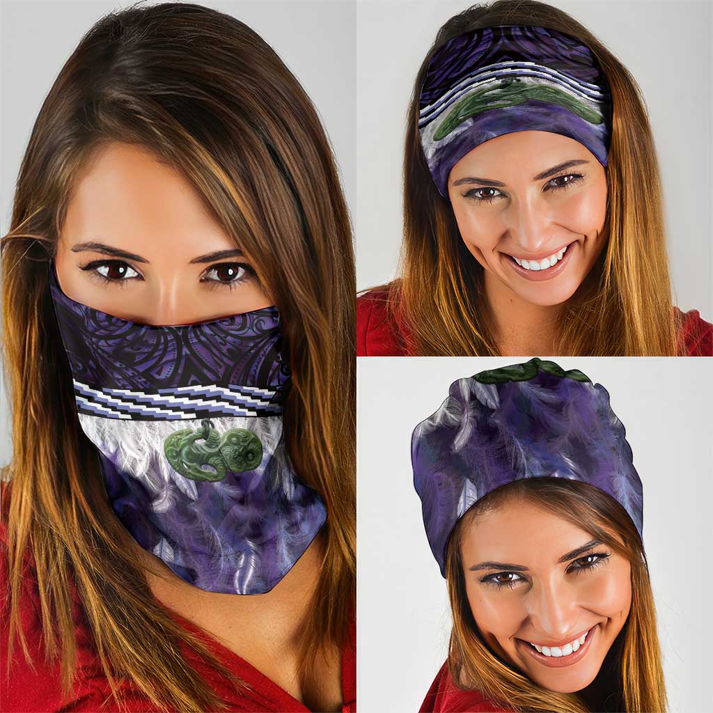 Purple Traditional Cloak Aotearoa Neck Gaiter Maori Paua Shell Korowai Pattern - Polynesian Pride