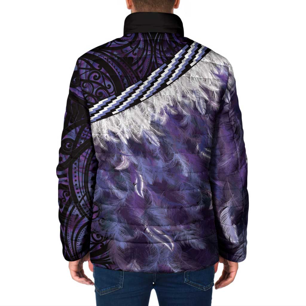Purple Traditional Cloak Aotearoa Padded Jacket Maori Paua Shell Korowai Pattern - Polynesian Pride