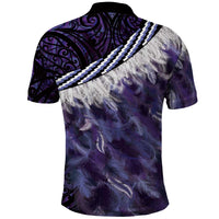 Purple Traditional Cloak Aotearoa Polo Shirt Maori Paua Shell Korowai Pattern