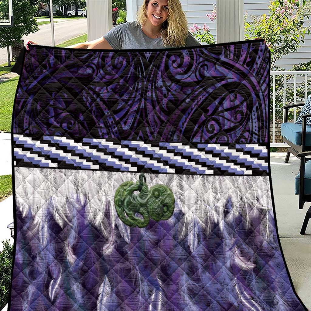 Purple Traditional Cloak Aotearoa Quilt Maori Paua Shell Korowai Pattern