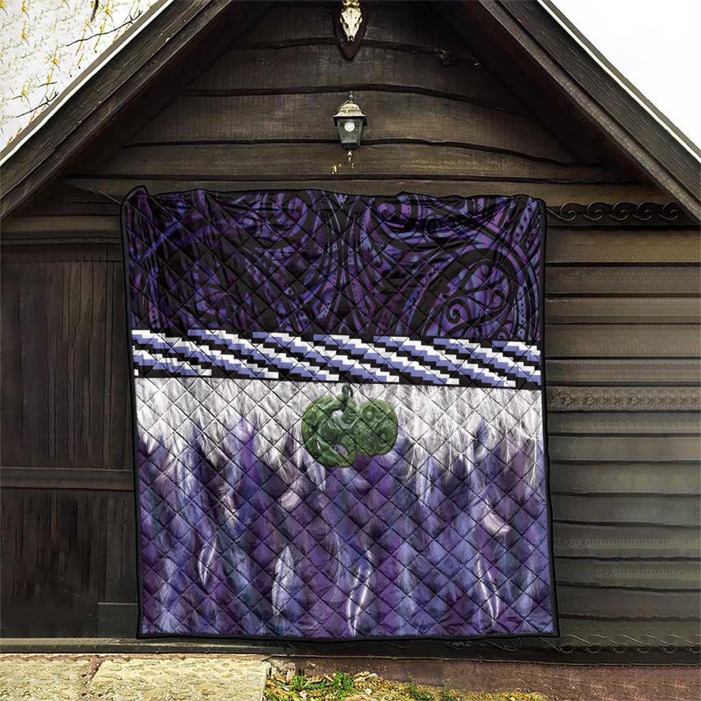 Purple Traditional Cloak Aotearoa Quilt Maori Paua Shell Korowai Pattern