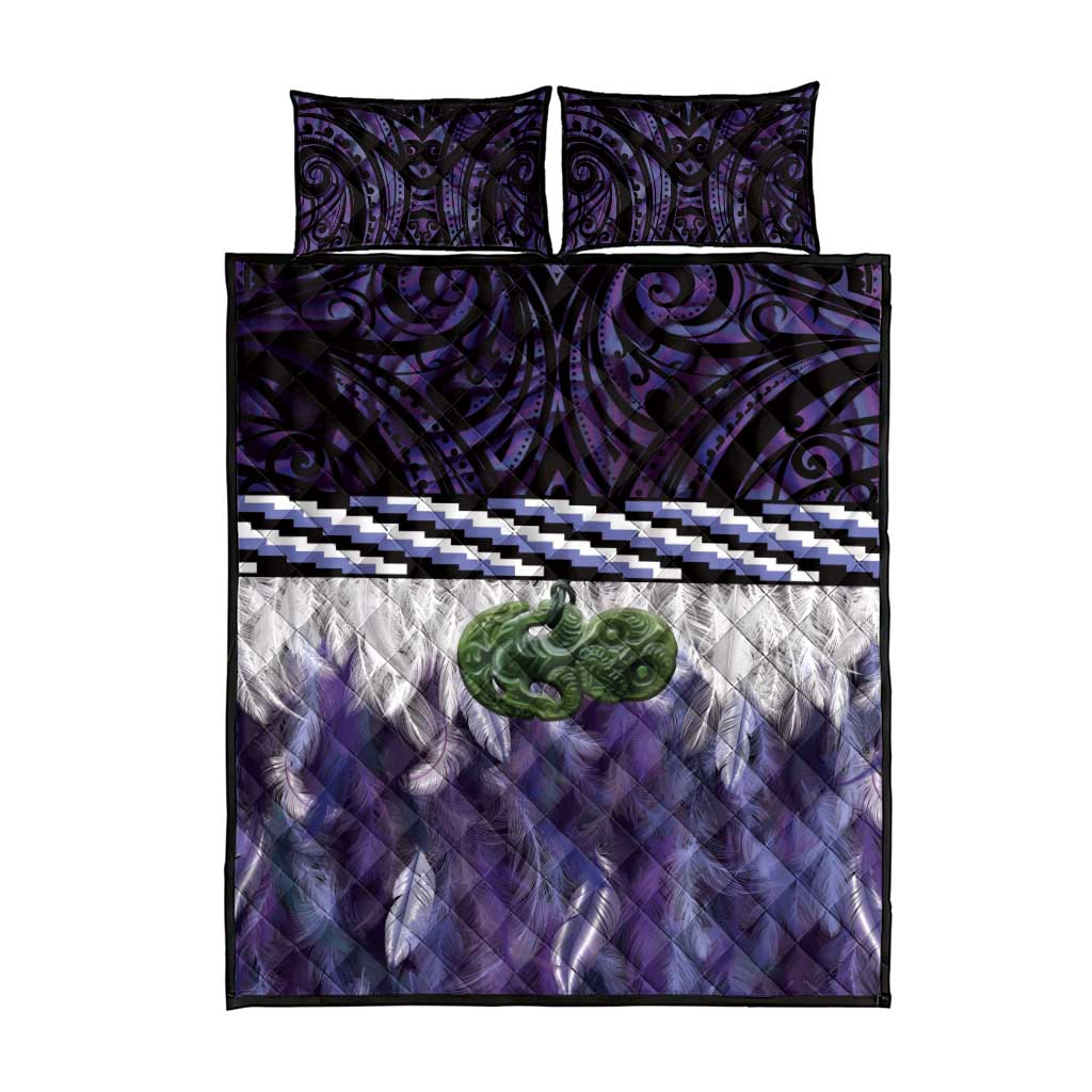 Purple Traditional Cloak Aotearoa Quilt Bed Set Maori Paua Shell Korowai Pattern LT14 - Polynesian Pride