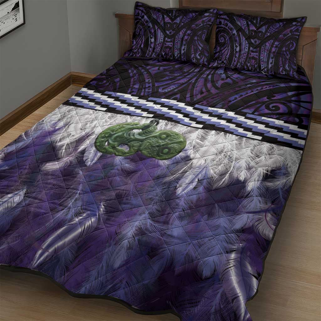 Purple Traditional Cloak Aotearoa Quilt Bed Set Maori Paua Shell Korowai Pattern LT14 - Polynesian Pride