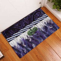 Purple Traditional Cloak Aotearoa Rubber Doormat Maori Paua Shell Korowai Pattern LT14 - Polynesian Pride