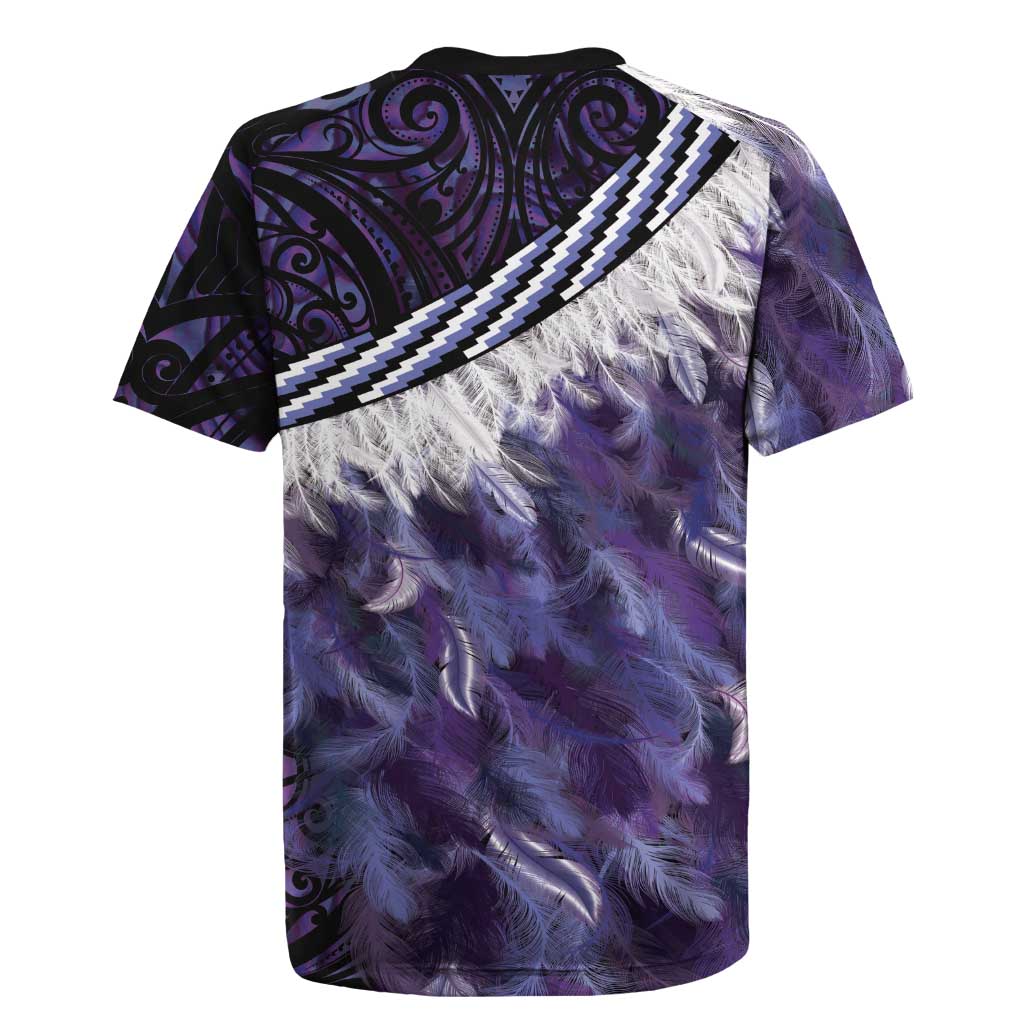 Purple Traditional Cloak Aotearoa Rugby Jersey Maori Paua Shell Korowai Pattern