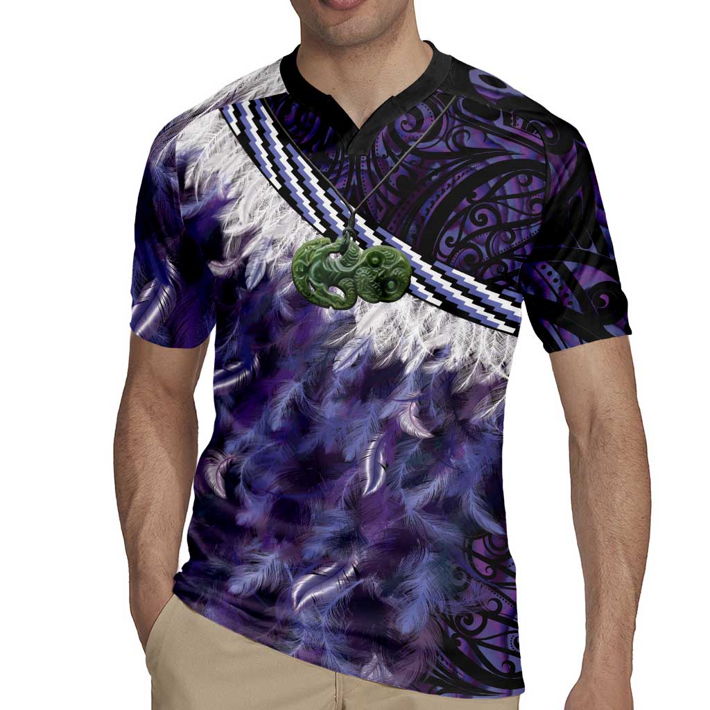 Purple Traditional Cloak Aotearoa Rugby Jersey Maori Paua Shell Korowai Pattern