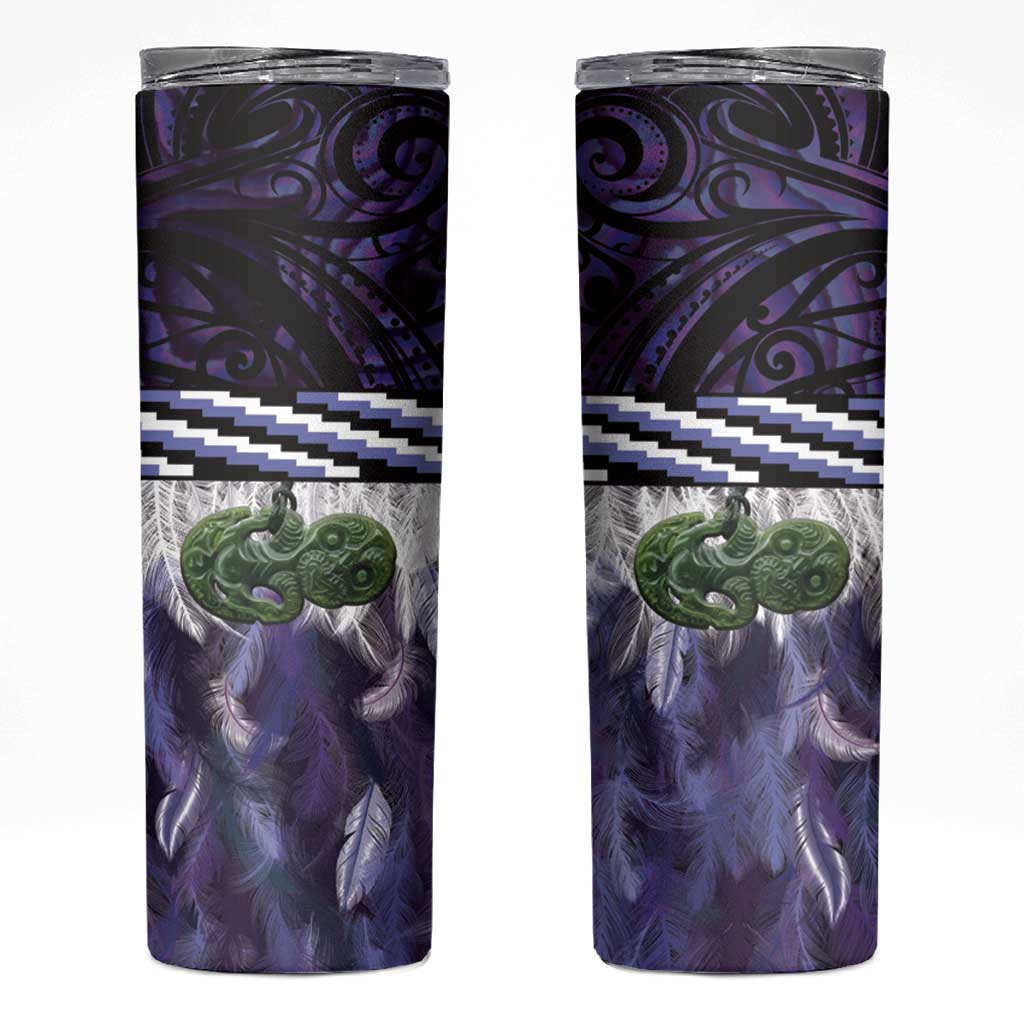 Purple Traditional Cloak Aotearoa Skinny Tumbler Maori Paua Shell Korowai Pattern LT14 Purple - Polynesian Pride