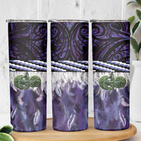 Purple Traditional Cloak Aotearoa Skinny Tumbler Maori Paua Shell Korowai Pattern LT14 - Polynesian Pride